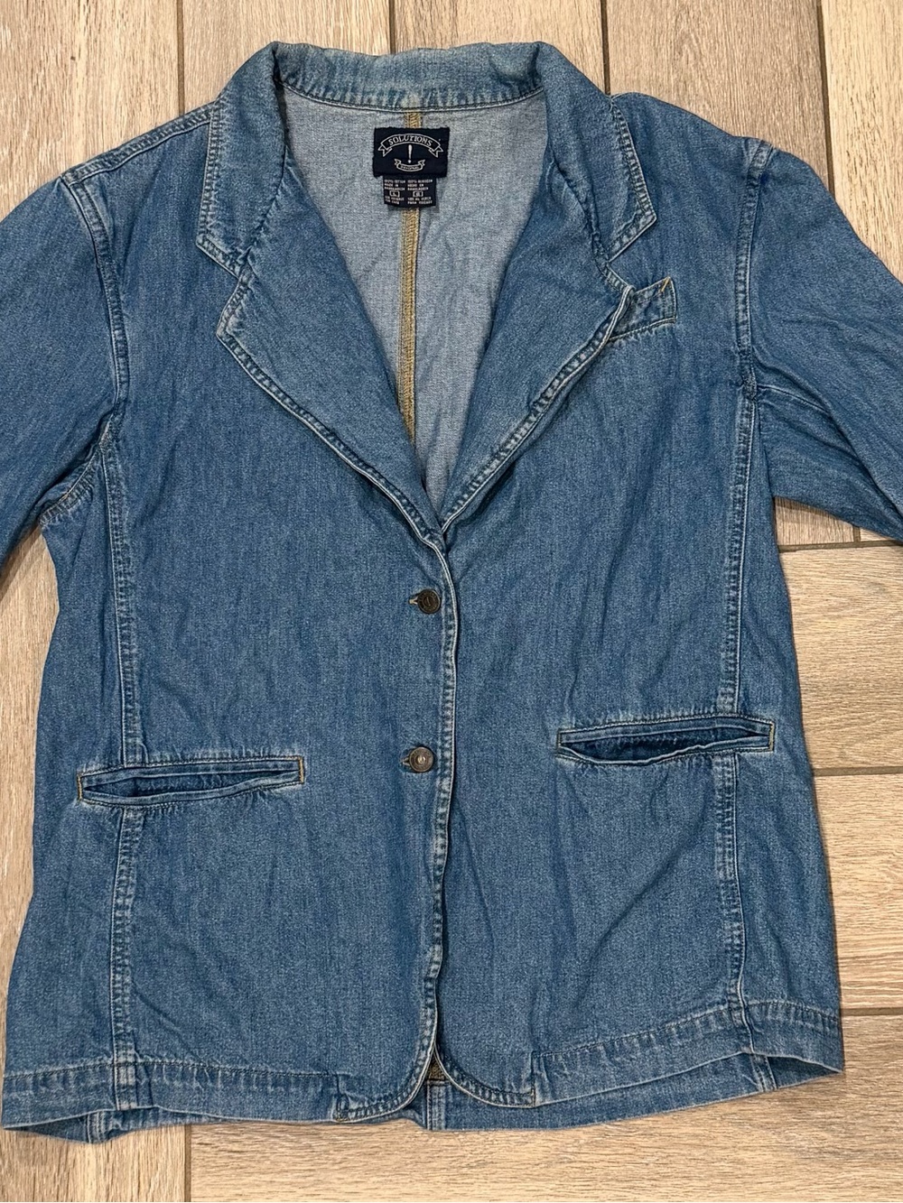 Vintage Blue Denim Blazer Jacket - Womens